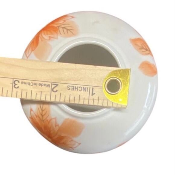 Vintage Porcelain Ginger Jar Vase with Orange Floral Design – 6" Tall - Picture 4 of 5